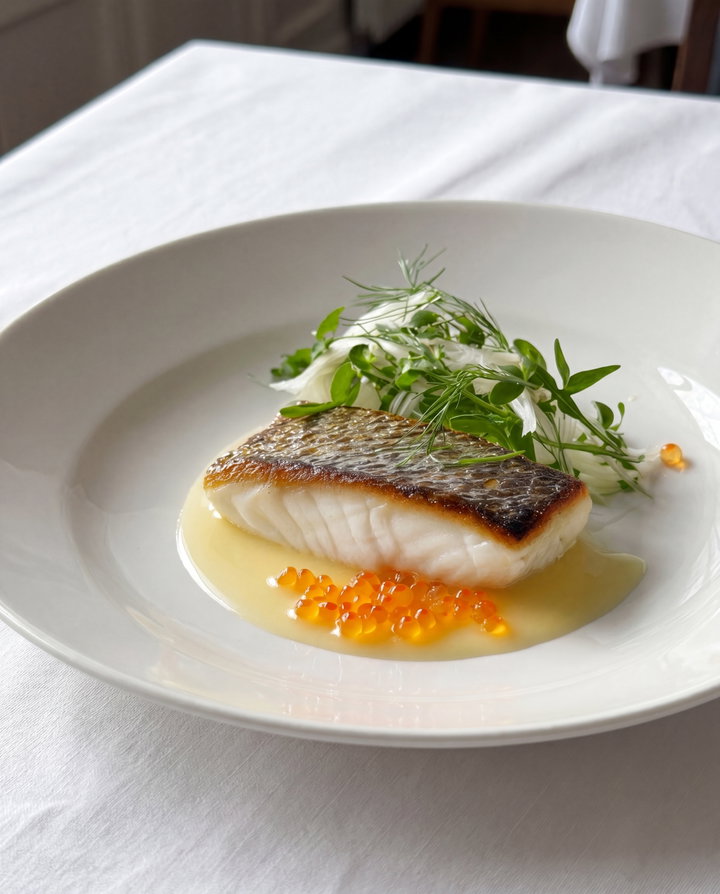 Pan-Seared Fish with Fish Roe and Herbs