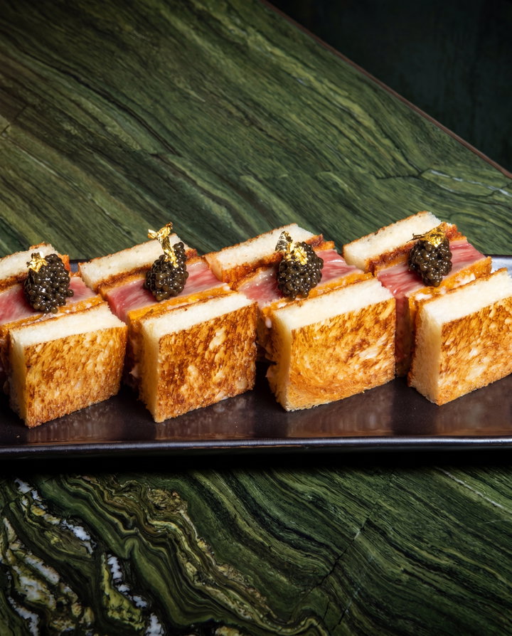 Gourmet Sandwich Platter on Green Marble