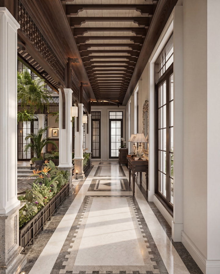 Luxurious Modern Hallway with Architectural Details