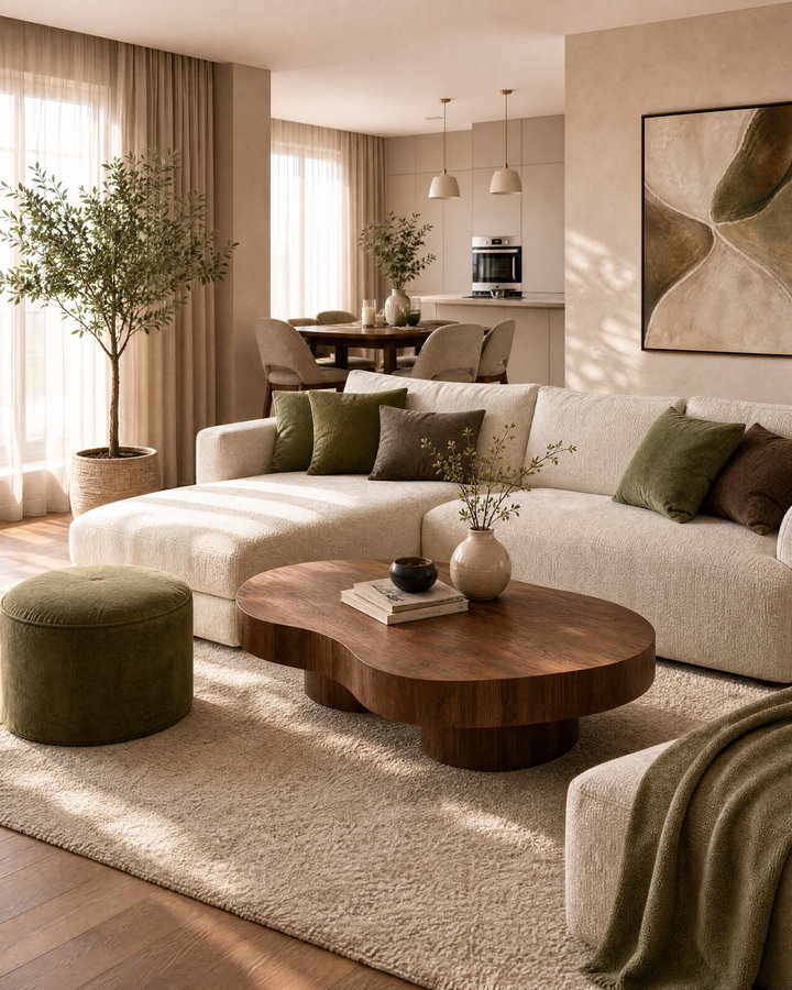 Cozy Modern Living Room with Earthy Tones