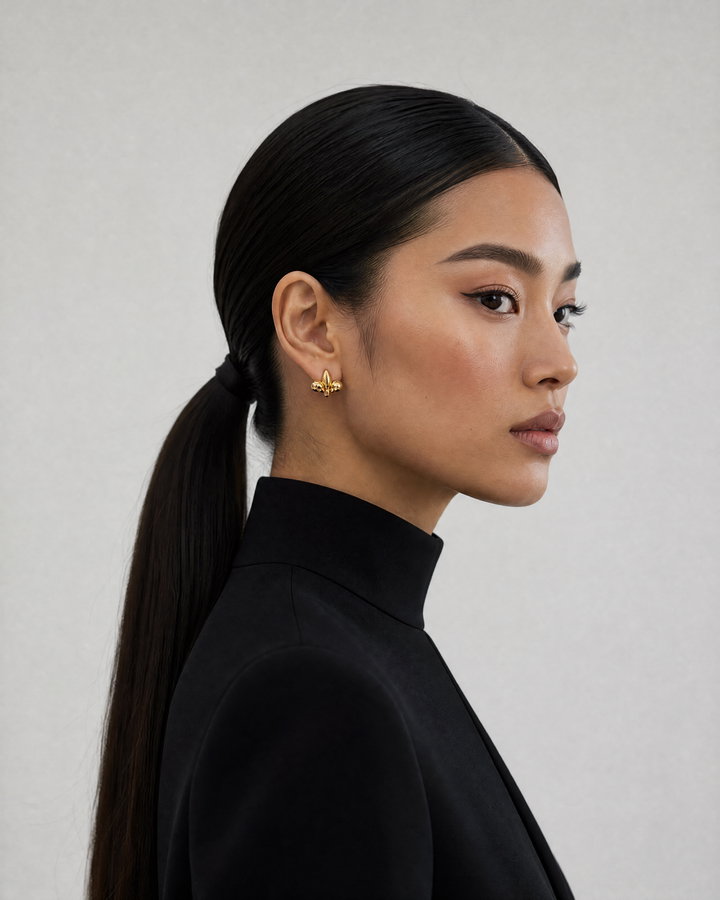 Profile of Fashion Model in Minimalist Black Outfit
