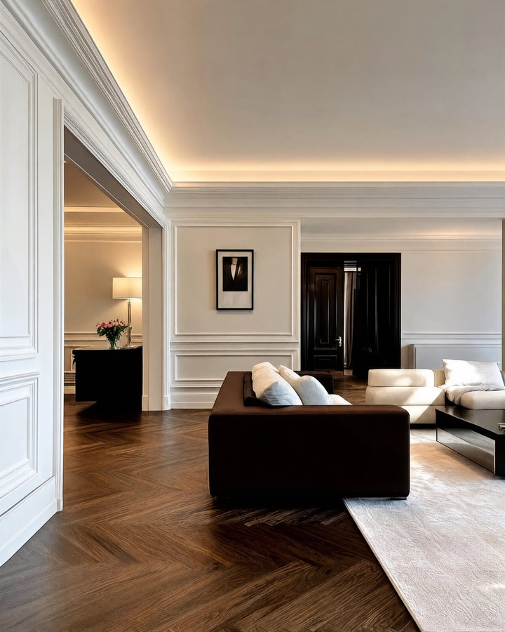 Elegant Modern Living Room with Dark Brown Sofa