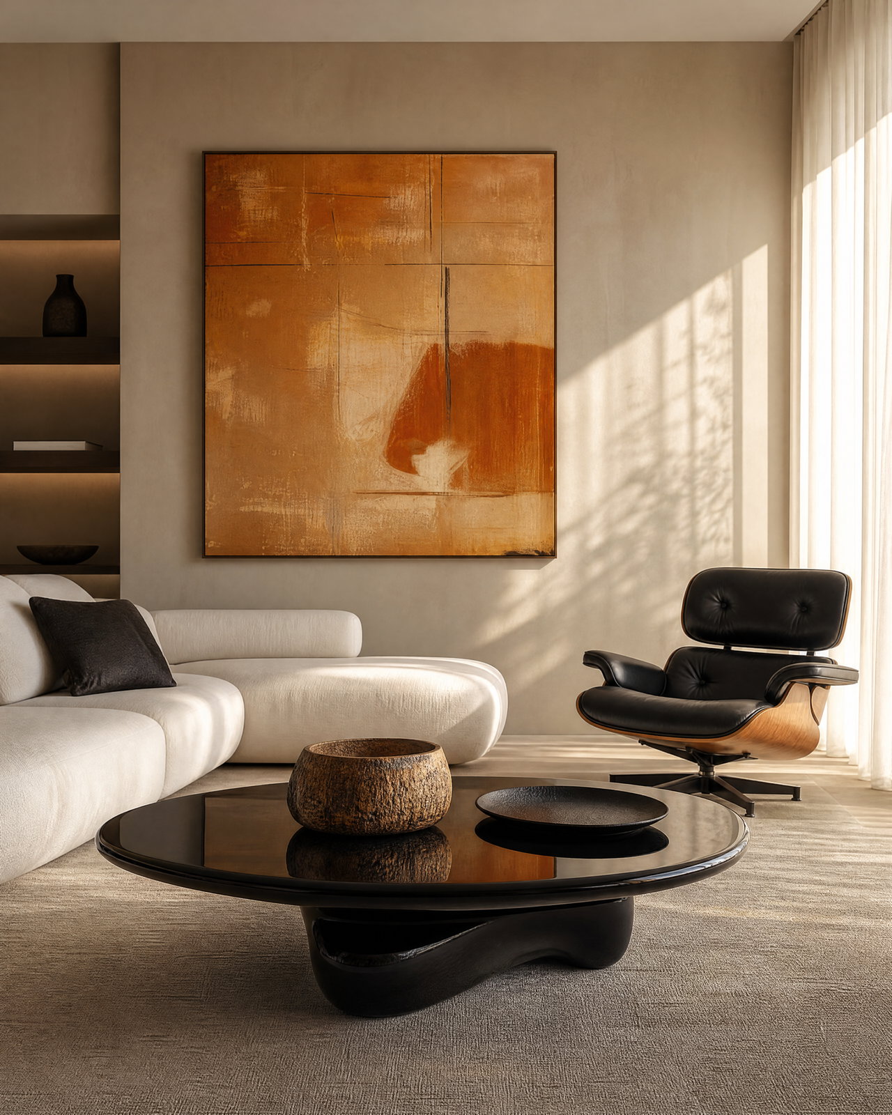 Modern Living Room with Abstract Art