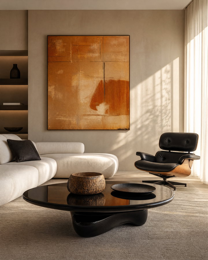 Modern Living Room with Abstract Art