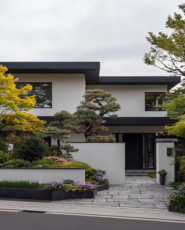 Modern Minimalist House Surrounded by Lush Greenery