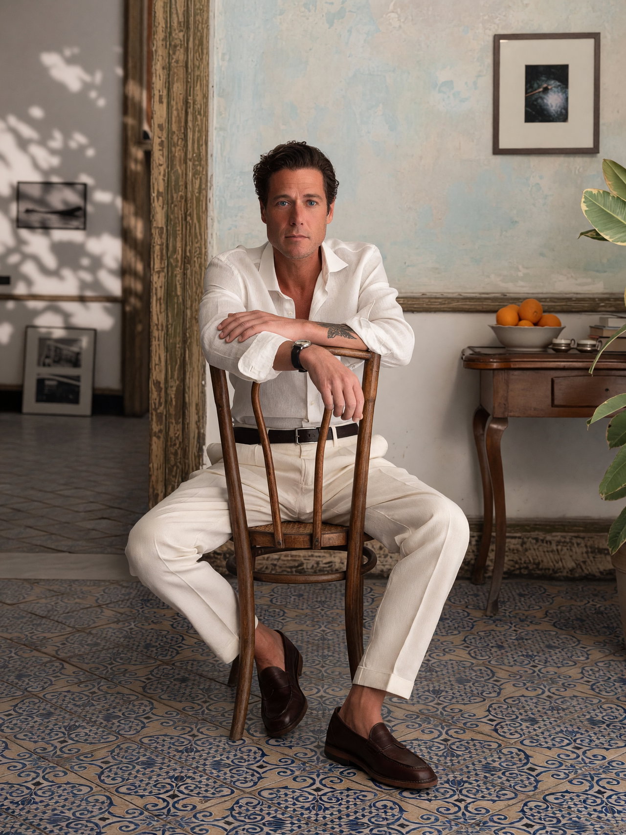 Stylish Man in Vintage Interior