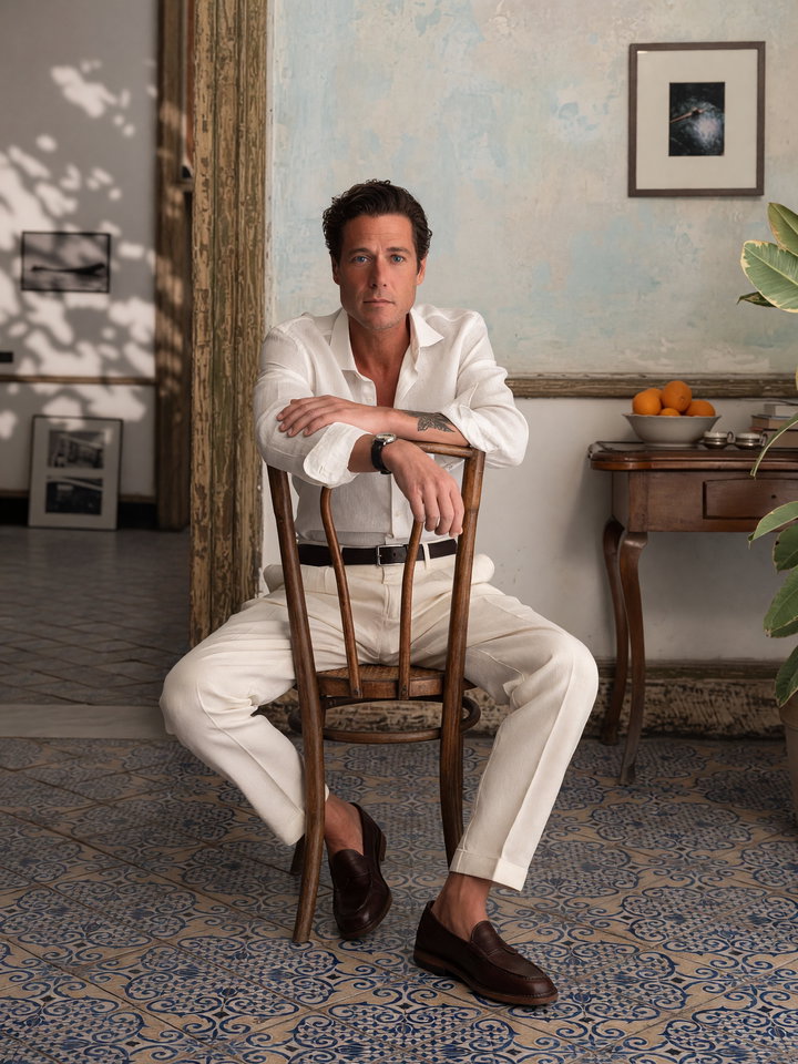 Stylish Man in Vintage Interior