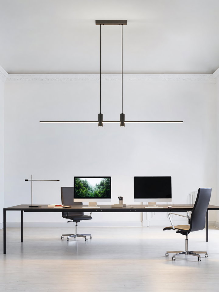 Modern Minimalist Office Space with Black Desk