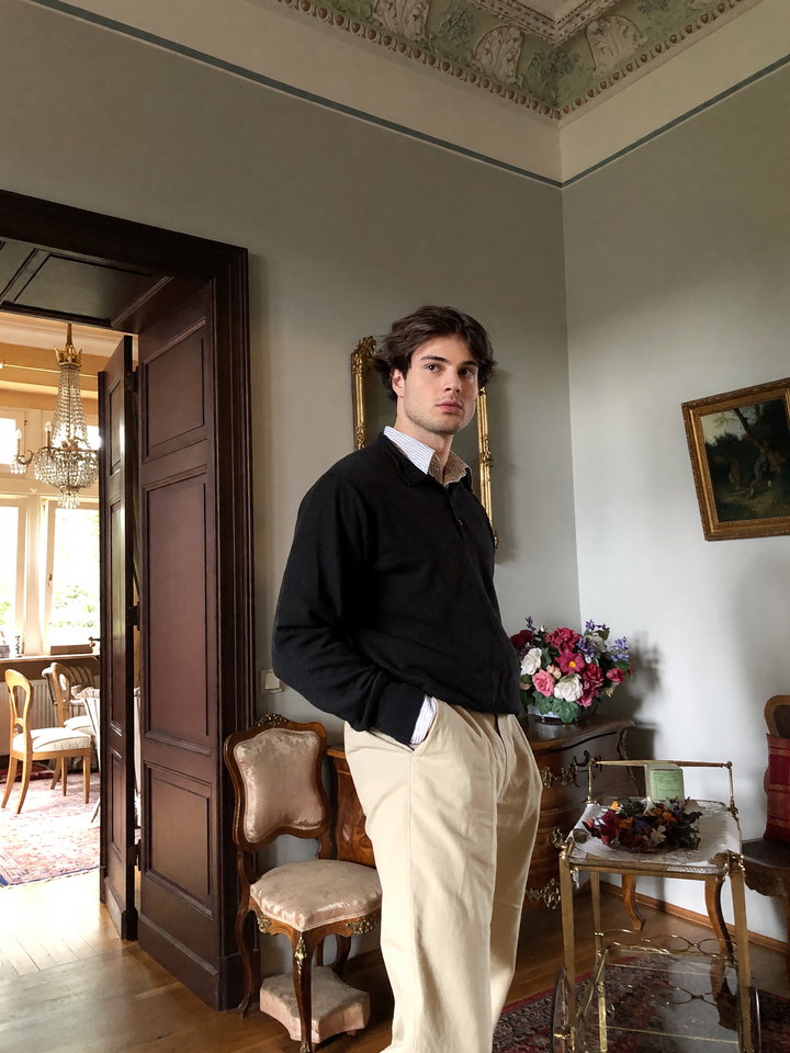 Young Man in Vintage-Style Room