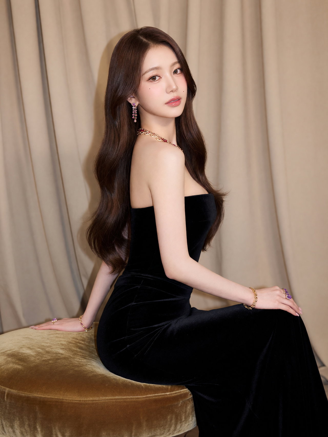 Elegant Young Woman in Black Dress