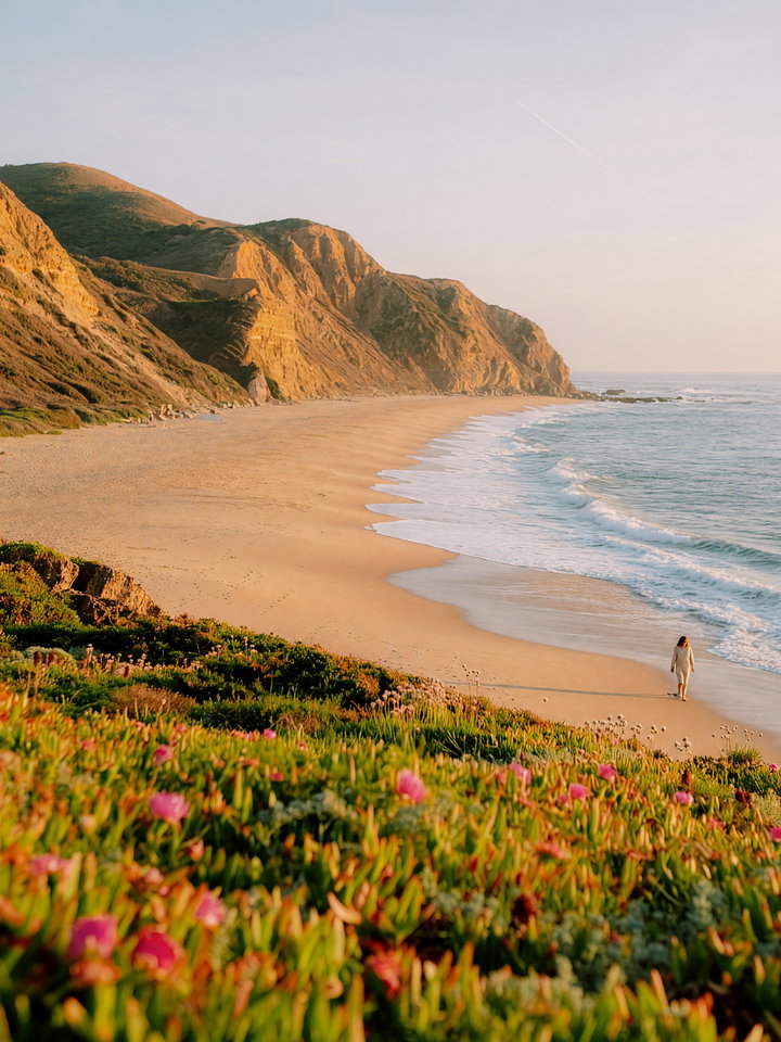 Serene Beach Landscape at Golden Hour