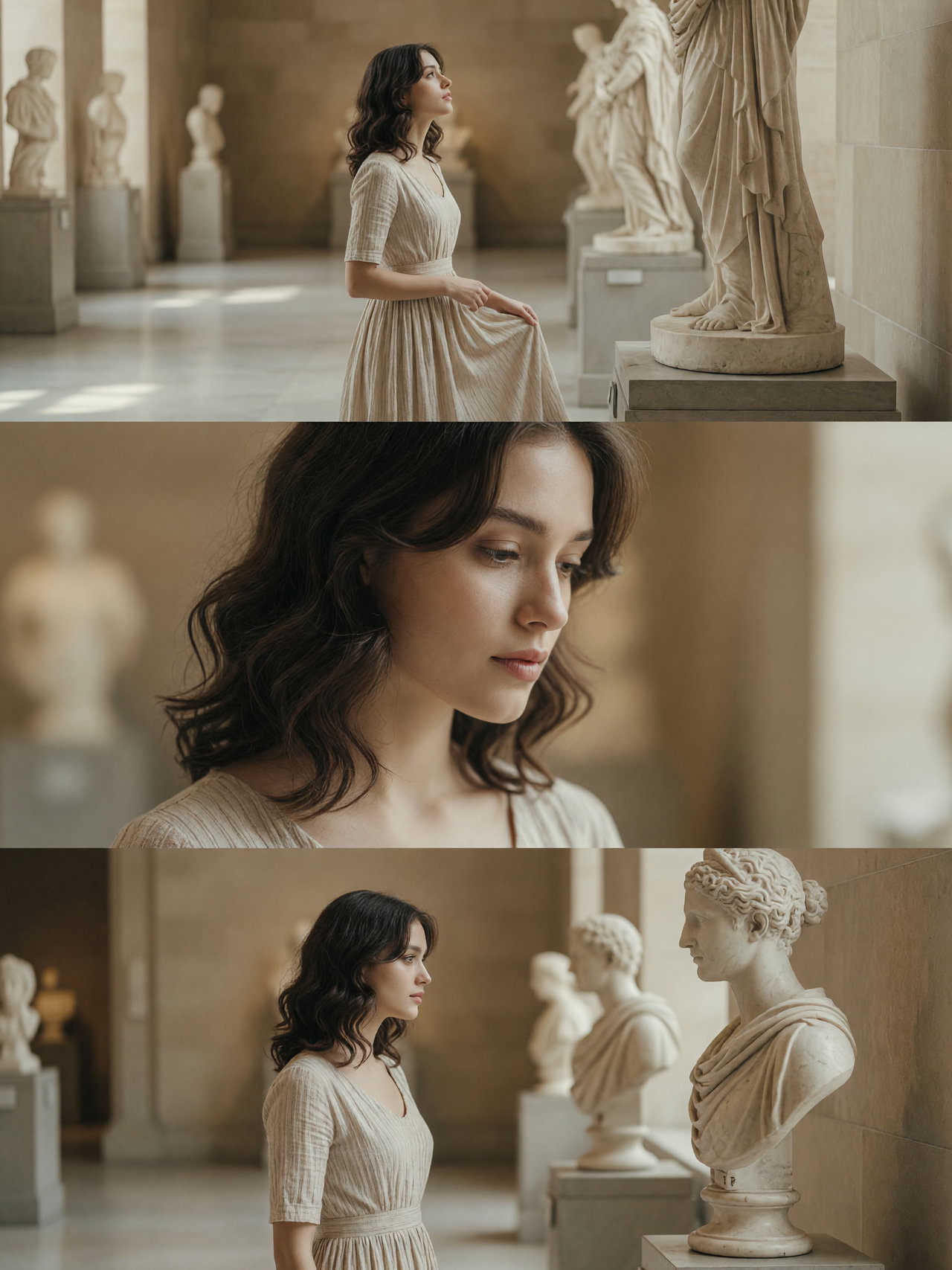 Contemplative Woman in Museum