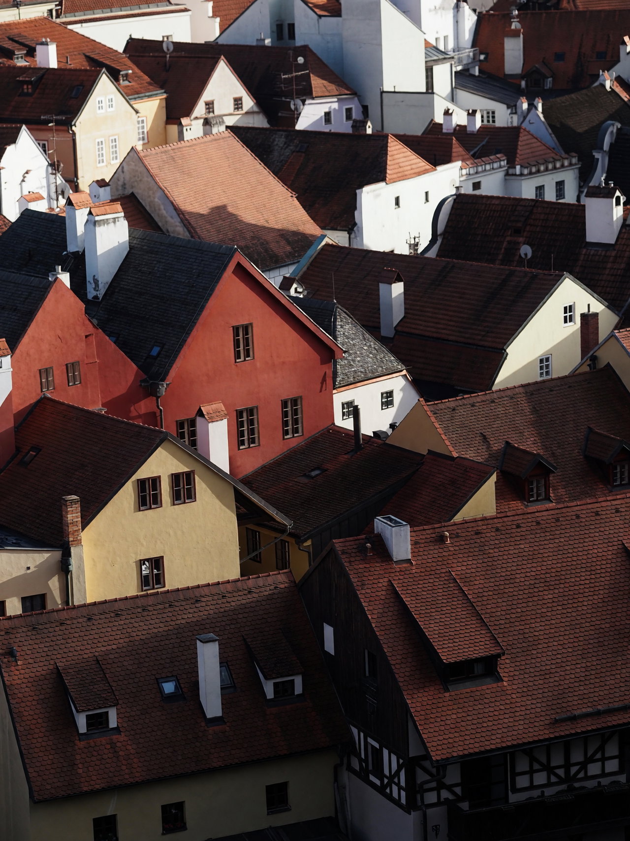 Aerial View of Quaint European Town Rooftops