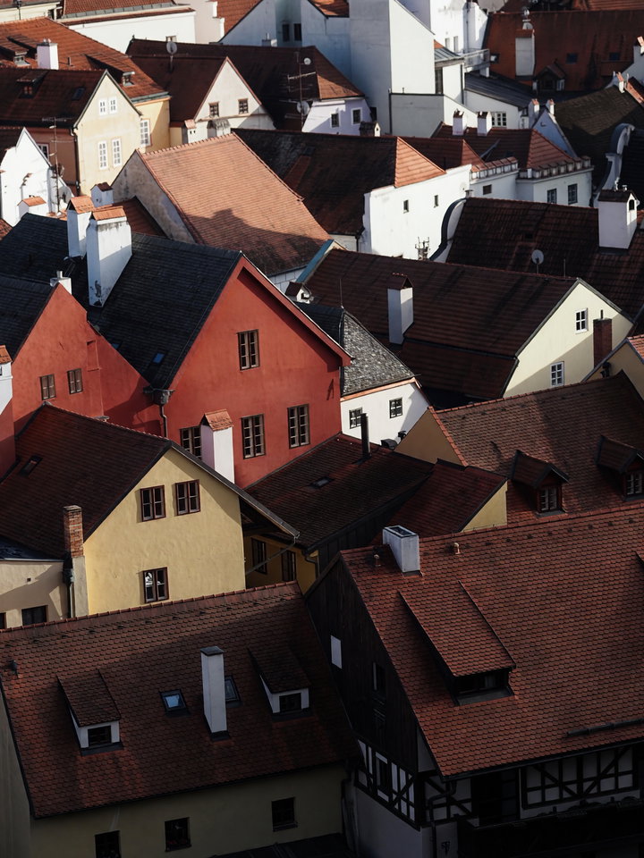 Aerial View of Quaint European Town Rooftops