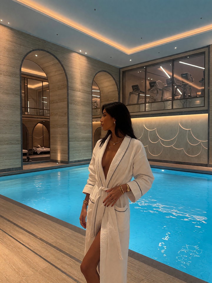 Elegant Woman by Indoor Pool