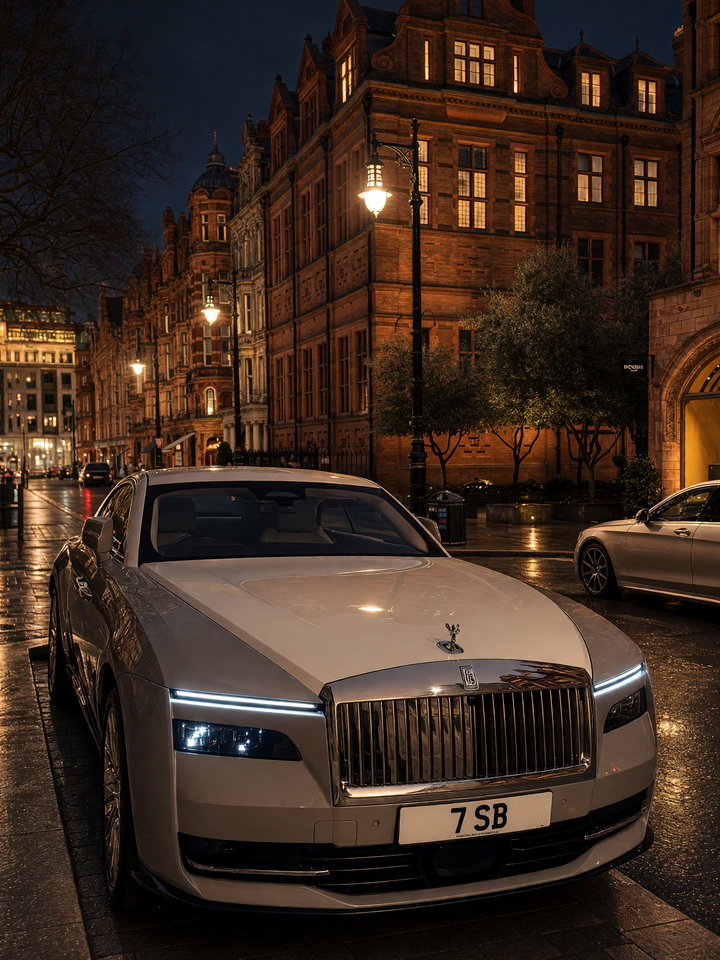 Luxury Car at Night in Urban Setting