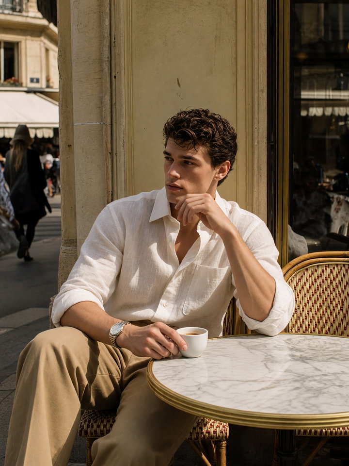 Young Man at Café Table
