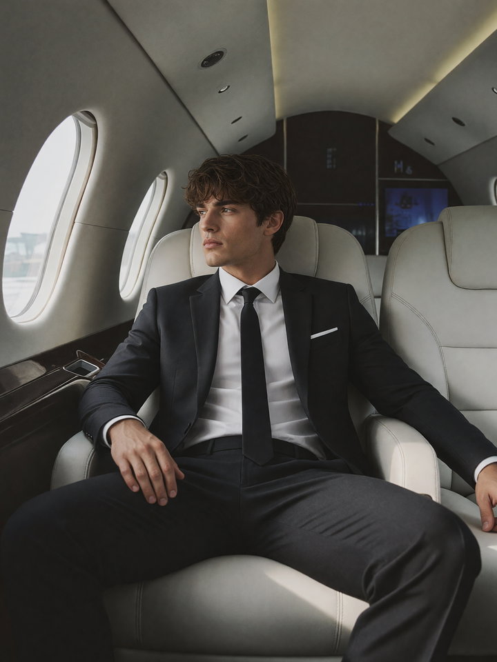 Businessman in Private Jet