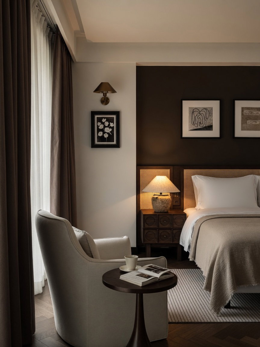 Cozy Bedroom Corner with Armchair and Bed