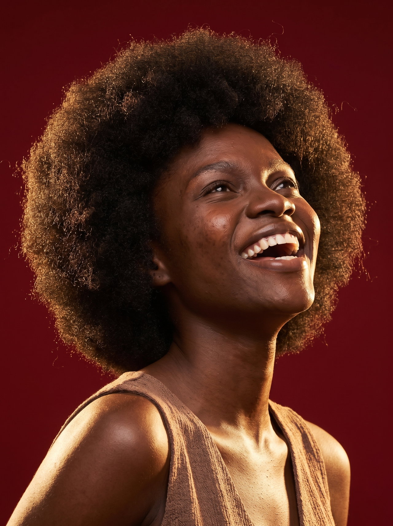Smiling Woman with Afro Hairstyle