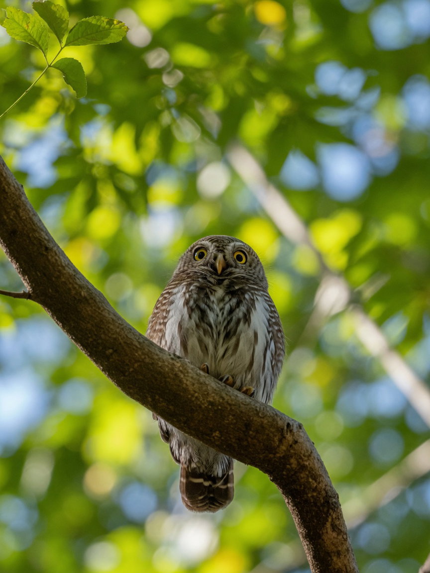 Small Owl Perched on Branch