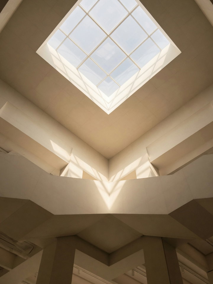 Skylight Atrium Interior with White Walls