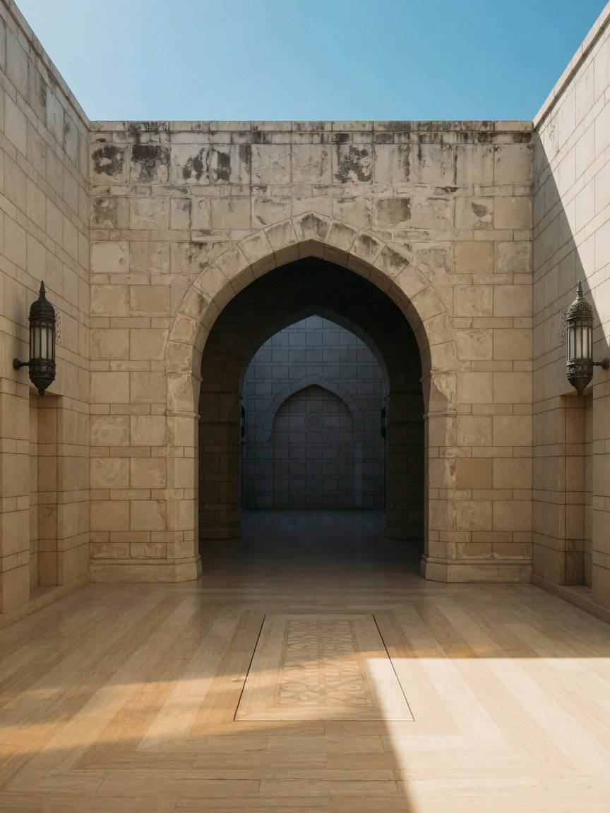 Sunlit Moorish Arch Courtyard