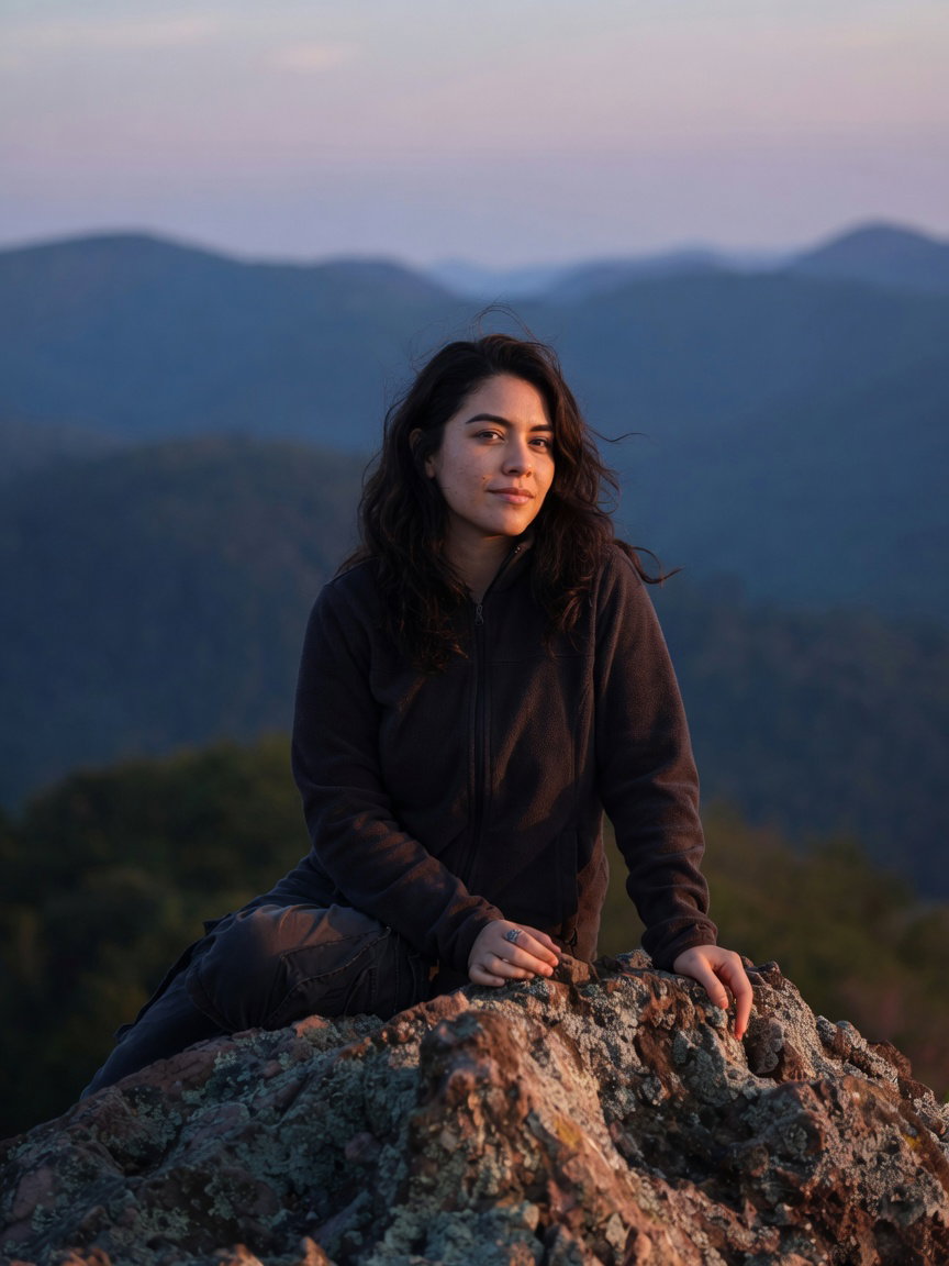 Mountain Sunset Portrait on Rocky Summit