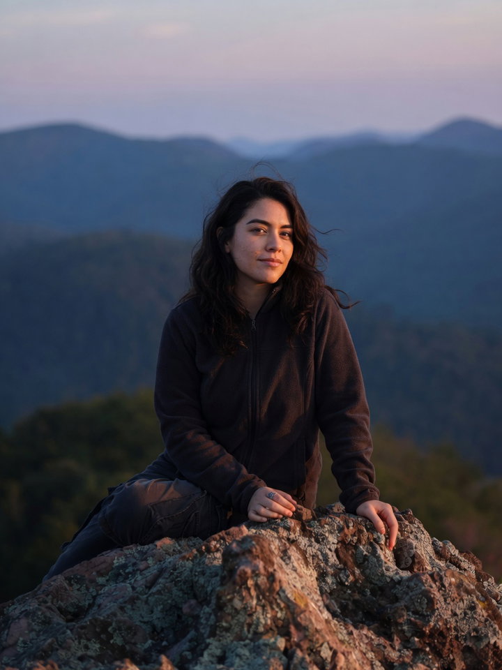 Mountain Sunset Portrait on Rocky Summit