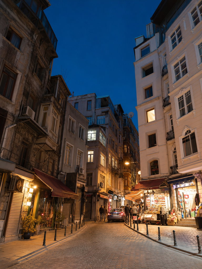 Istanbul Street at Blue Hour