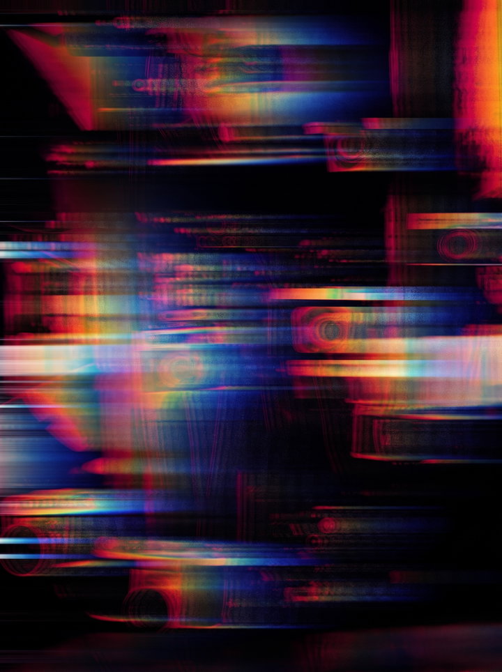 Long-Exposure Light Streaks in Magenta, Amber, and Blue