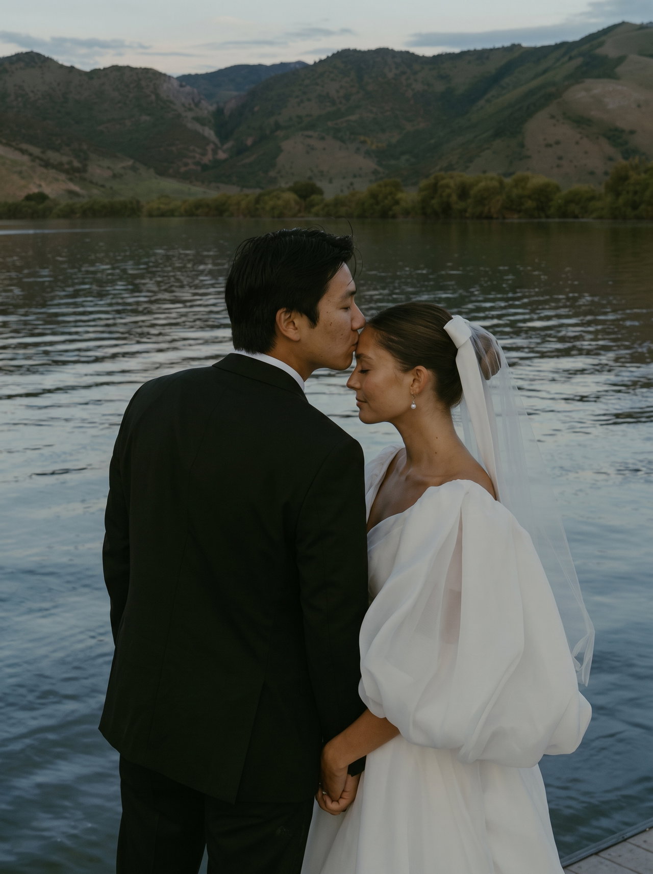 Lakeside Wedding Portrait with Couple