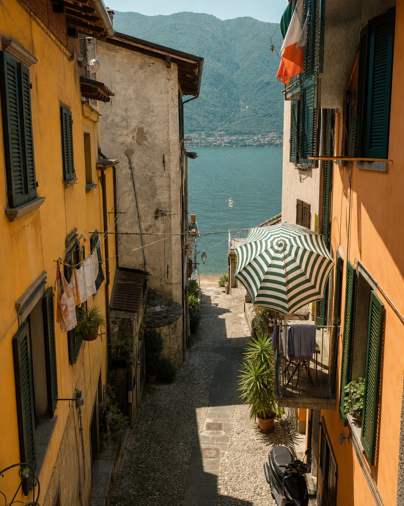 Narrow Alley in Italian Lake Town