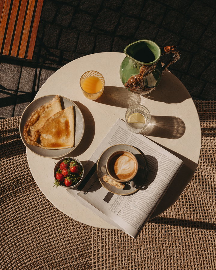 Overhead View of French Cafe Breakfast