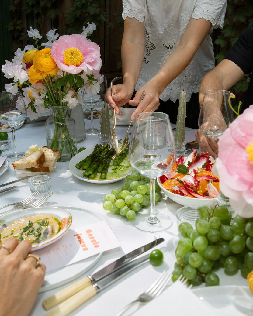 Summer Lunch Table with Peonies