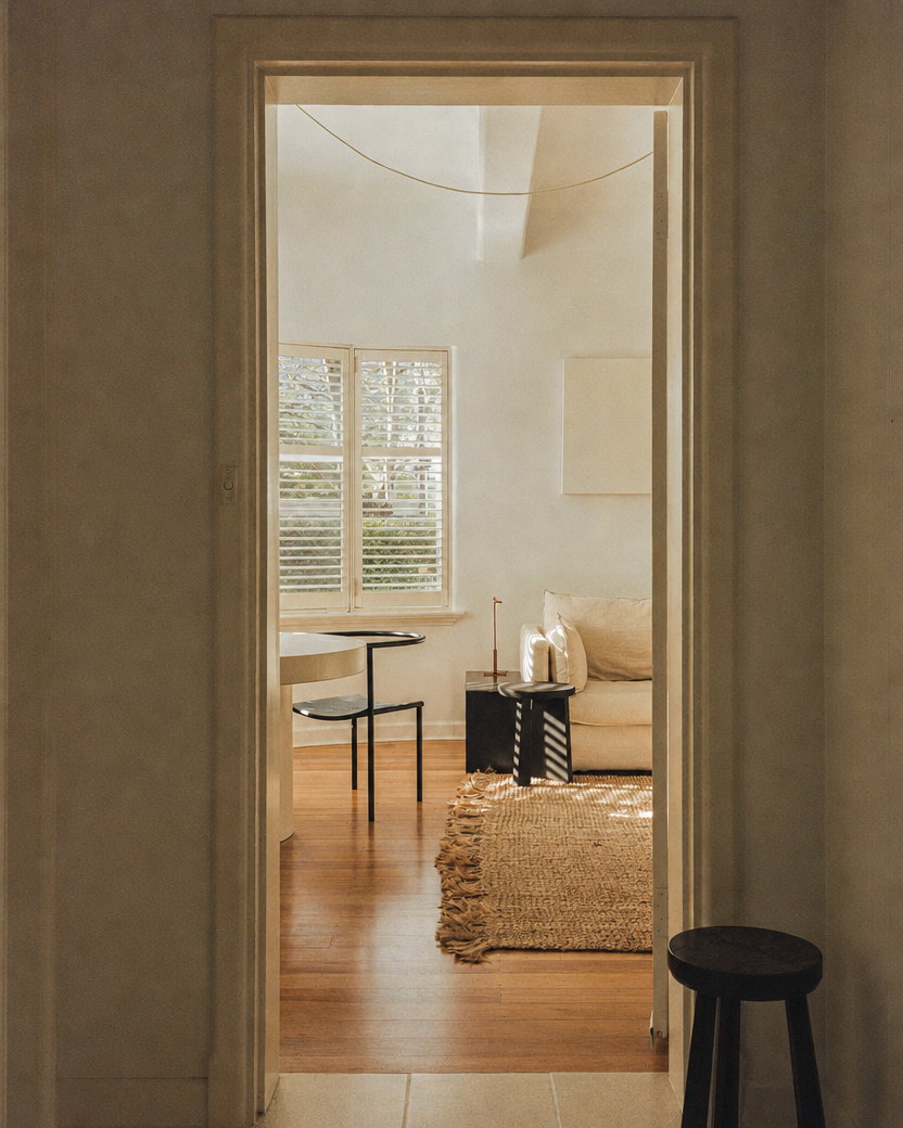 Minimalist Living Room in Golden Hour Light