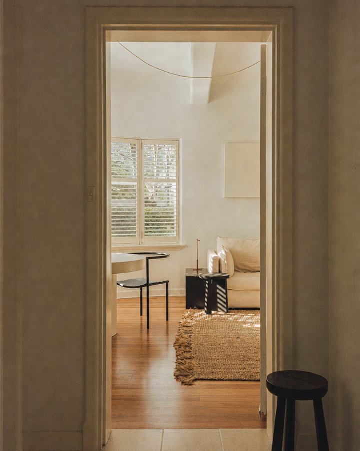 Minimalist Living Room in Golden Hour Light