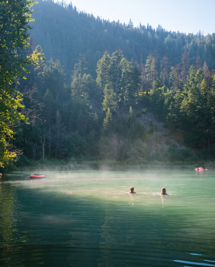Early Morning Wild Swimming in Forest Lake