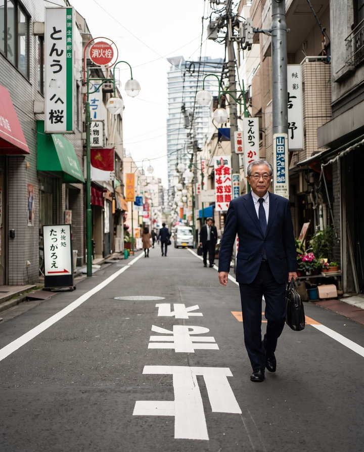 Businessman Walking on Tokyo Street