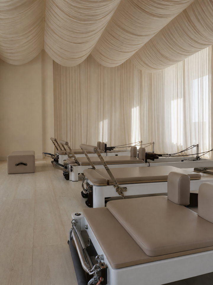 Pilates Reformer Studio with Draped Ceiling