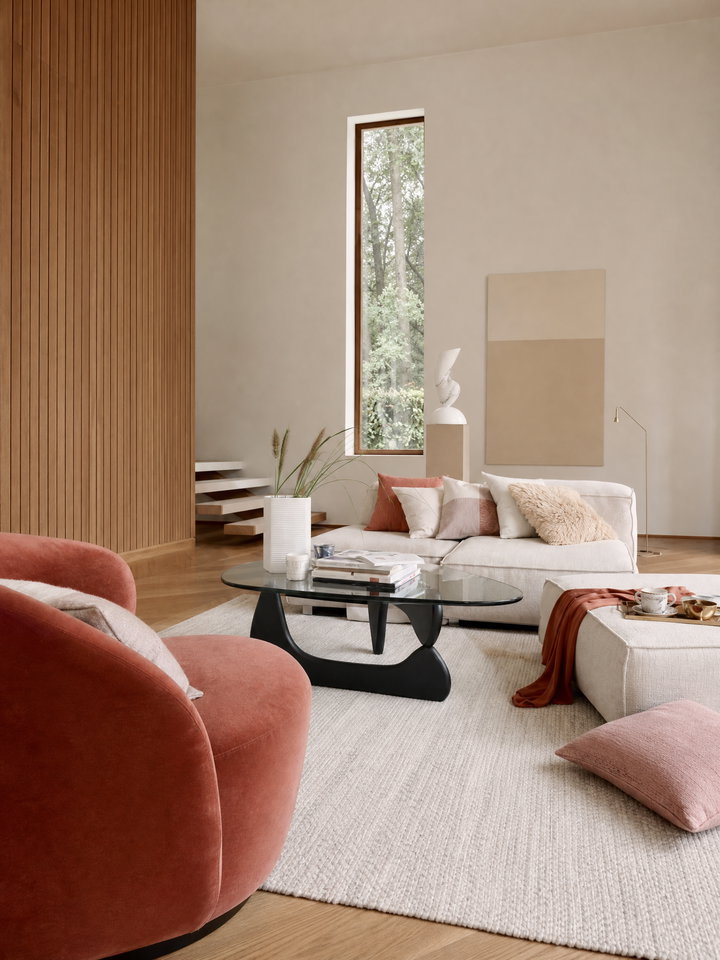 Minimalist Living Room with Glass Coffee Table