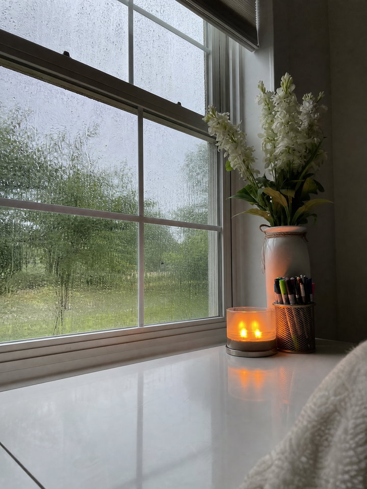 Cozy Desk by Rainy Window