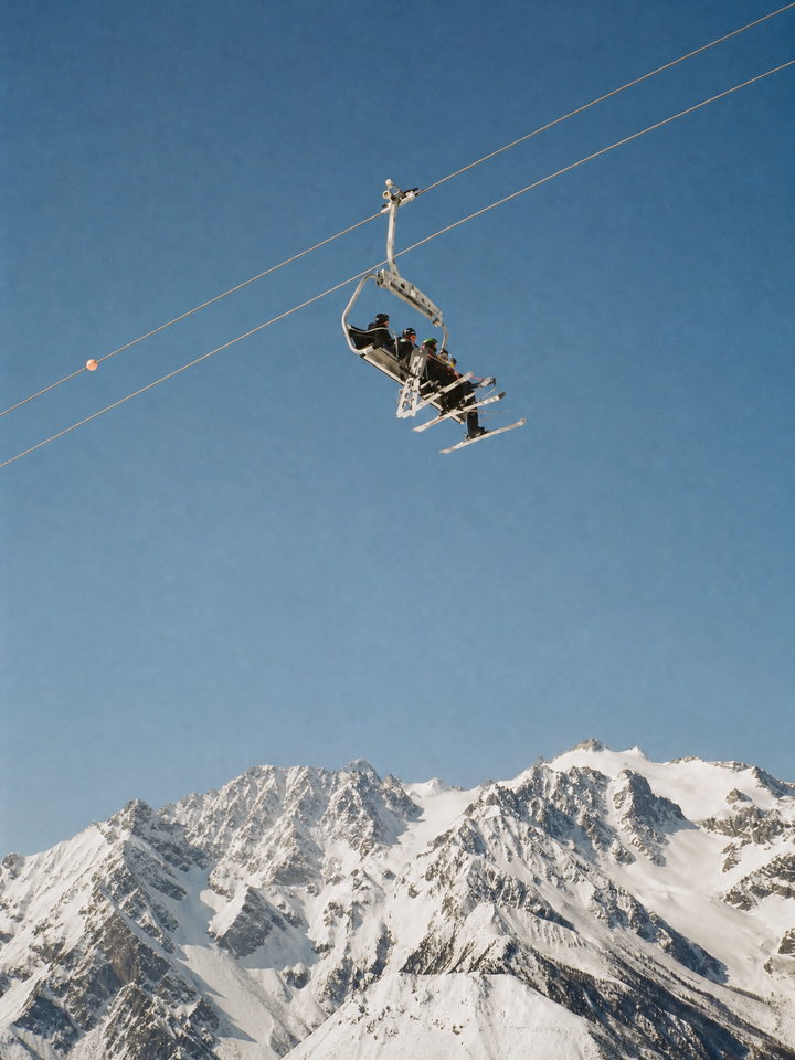 Chairlift Above Snowy Alps
