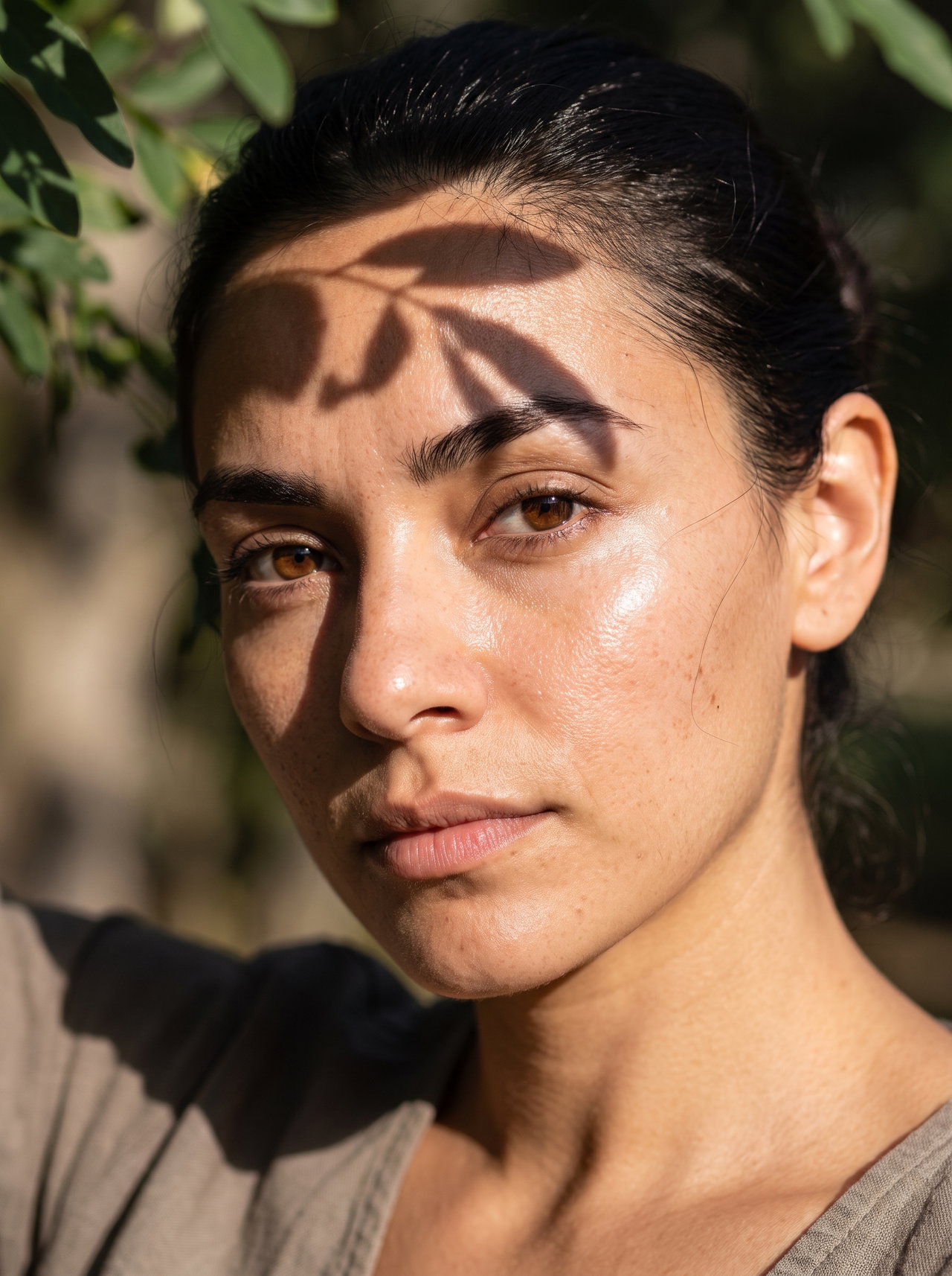 Portrait of Woman with Leaf Shadows