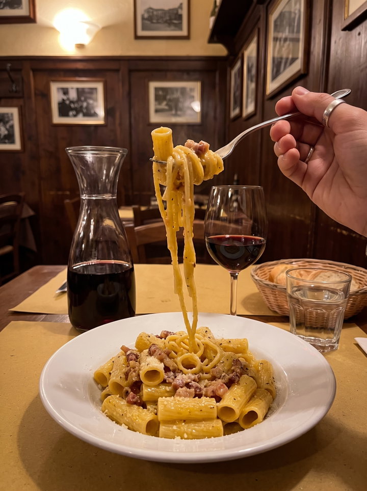 Lifting Carbonara at a Trattoria