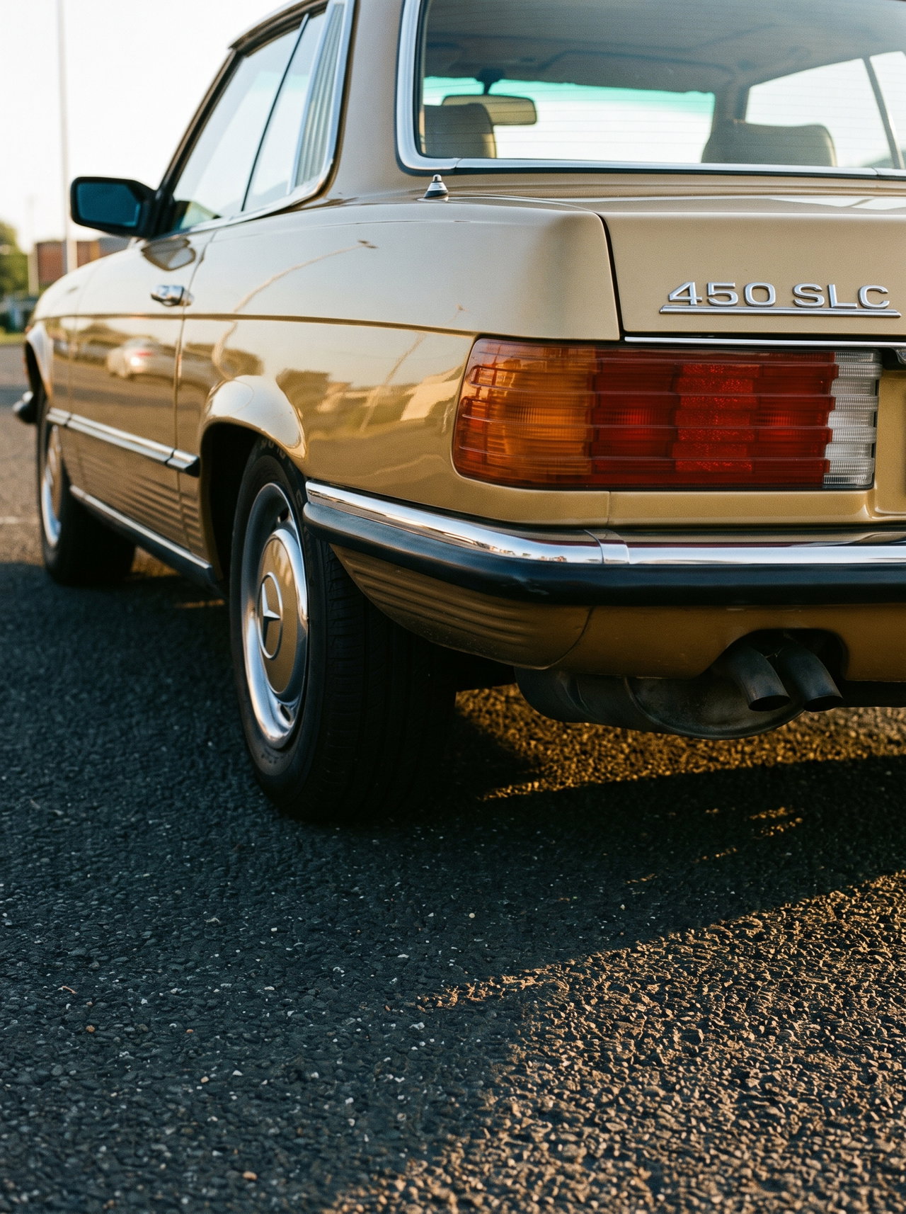 Gold Vintage Mercedes Coupe Rear Detail