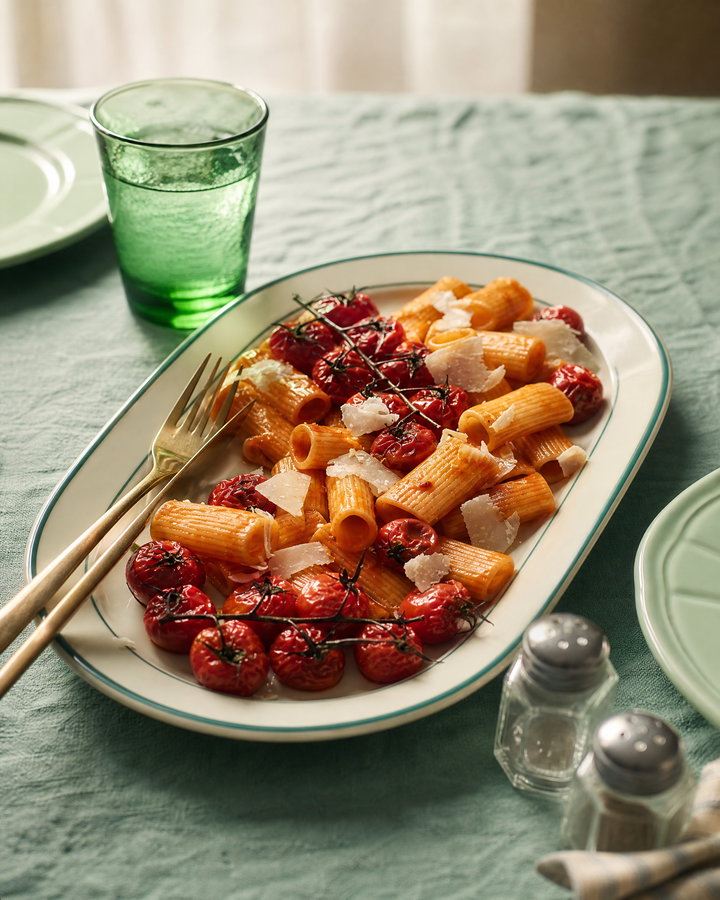 Rigatoni with Roasted Vine Tomatoes and Parmesan